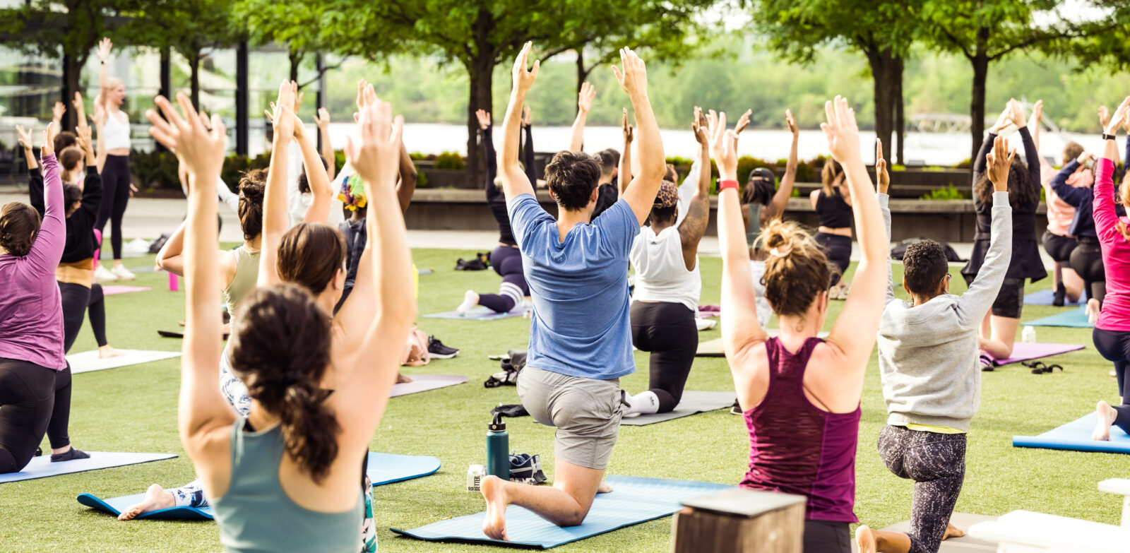 People exercising outside