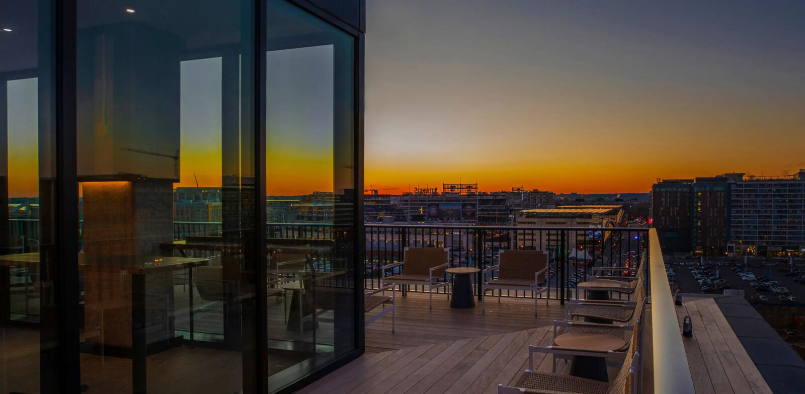 Rooftop deck with view of the sunset